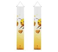 Bannière de porche Bee Love Honey pour porte d'entrée, drapeau saisonnier de vacances, panneau de porte de porche de bienvenue pour intérieur ou extérieur, décorations de remise de diplôme Classe de