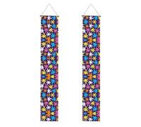 Bannière de porche colorée avec motif de mauvaises herbes - Décorations de fête - Décoration de bienvenue à suspendre - Toile de fond pour la maison - Fournitures de fête - Pour