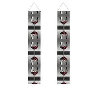 Bannière de porche d'automne imprimée verre à vin, bannières en polyester, utilisation intérieure ou extérieure, facile à accrocher et réutilisable