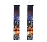 Bannière de porche de nuit de New York pour porte d'entrée, drapeau saisonnier de vacances, panneau de porte de bienvenue pour intérieur et extérieur, décorations de remise de diplôme Classe de 2025