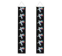 Bannière de porche de remise de diplôme avec motif licorne WHJSHOP recouverte d'étoiles, pour extérieur et intérieur, cour, fête, 30,5 x 180,3 cm