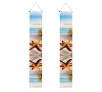 Bannière de porche de remise de diplôme BROLEO Beach étoiles de mer terres imprimées bannière décorative bannière de porte, pour extérieur et intérieur, cour, fête, 30,5 x 180,3 cm
