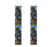 Bannière de porche de remise de diplôme BROLEO Cerf Montagne Pin Tree Wilderness Prints Bannière décorative pour extérieur intérieur cour fête 30,5 x 180,3 cm