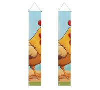 Bannière de porche de remise de diplôme BROLEO Creative Cartoon Imprimé Poulet Bannière Décoration Bannière pour Extérieur Intérieur Yard Party 30,5 x 180,3 cm