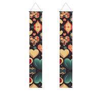 Bannière de porche de remise de diplôme BROLEO Heart Crush Flower Prints Décoration de porte, pour extérieur et intérieur, cour, fête, 30,5 x 180,3 cm