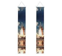 Bannière de porche de remise de diplôme BROLEO Kennedy Space Center - Impression de lancement de fusée - Bannière décorative pour extérieur et intérieur - 30,5 x 180,3 cm