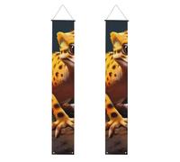Bannière de porche de remise de diplôme BROLEO Leopard Little Gecko Imprimés Bannière décorative pour extérieur intérieur cour fête 30,5 x 180,3 cm
