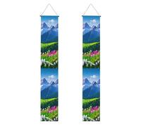 Bannière de porche de remise de diplôme BROLEO Montagne paysage floral imprimé bannière décorative panneau de porte, pour extérieur et intérieur, cour, fête, 30,5 x 180,3 cm