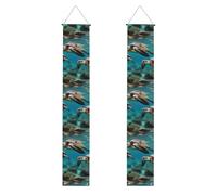 Bannière de porche de remise de diplôme BROLEO Palmiers et tortues de mer Plongée sous-marine Impressions décoratives Bannière de porte, pour extérieur et intérieur, cour, fête, 30,5 x 180,3 cm