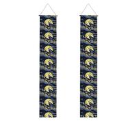 Bannière de porche de remise de diplôme BROLEO Two Wolves Whistling at the Moon Imprimés Bannière décorative pour extérieur intérieur cour fête 30,5 x 180,3 cm