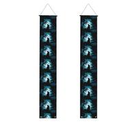 Bannière de porche de remise de diplôme BROLEO Wolf Under The Moon Imprimés Bannière décorative pour extérieur intérieur cour fête 30,5 x 180,3 cm