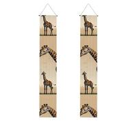 Bannière de porche de remise de diplôme - Imprimé girafe mère et enfant drapeaux à suspendre pour fête d'entrée, décoration d'intérieur/extérieur