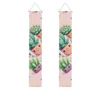Bannière de porche de remise de diplôme - Jolies plantes succulentes imprimées drapeaux à suspendre pour fête d'entrée, décoration d'intérieur/extérieur