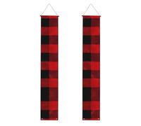 Bannière de porche de remise de diplôme WHJDPP rouge et noir à carreaux de buffle à carreaux pour décoration de porte, pour extérieur et intérieur, cour, fête, 30,5 x 180,3 cm