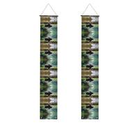 Bannière de porche de remise de diplôme WHJDPP Water Buffalo au bord de la rivière - Bannière décorative pour extérieur et intérieur - 30,5 x 180,3 cm