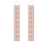 Bannière de porche de remise de diplôme WHJSHOP à motif fleurs roses et blanches, pour extérieur et intérieur, cour, fête, 30,5 x 180,3 cm
