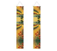 Bannière de porche de remise de diplôme WHJSHOP coquelicots champ de briques jaunes motif route de briques décoratives pour extérieur intérieur cour fête 30,5 x 180,3 cm