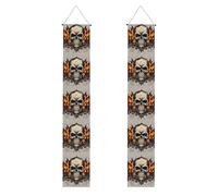 Bannière de porche de remise de diplôme WHJSHOP Fire Skull Pattern Decor Banner Door Sign pour extérieur intérieur cour fête 30,5 x 180,3 cm