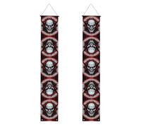 Bannière de porche de remise de diplôme WHJSHOP rouge et noir avec motif fantôme maléfique pour extérieur et intérieur 30,5 x 180,3 cm