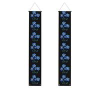 Bannière de porche de remise de diplôme WHJSHOP Trois petites fleurs bleues Motif Bannière décorative pour extérieur intérieur cour fête 30,5 x 180,3 cm