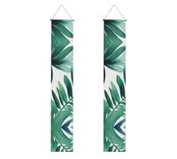Bannière de porche de remise de diplôme WHJSHOP Tropical Palm Tree Leaf Aquarelle Motif Décoration Bannière Panneau de porte, pour extérieur et intérieur, cour, fête, 30,5 x 180,3 cm