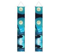 Bannière de porche de remise de diplôme WHJSHOP Water Moon Cave Pattern Decor Banner Door Sign, pour extérieur et intérieur, cour, fête, 30,5 x 180,3 cm