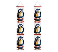Bannière de porche de remise de diplôme YYHHAOFA avec pingouin de dessin animé imprimé pour extérieur intérieur cour fête 30,5 x 180,3 cm