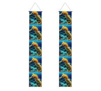 Bannière de porche de remise de diplôme YYHHAOFA hippocampe sous-marin imprimée bannière de porte, pour extérieur et intérieur, cour, fête, 30,5 x 180,3 cm