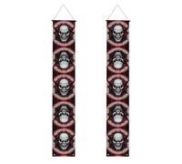 Bannière de porche de remise de diplôme YYHHAOFA rouge et noir avec fantôme maléfique imprimé, bannière de porte, pour extérieur et intérieur, cour, fête, 30,5 x 180,3 cm