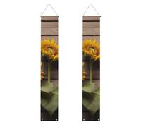 Bannière de porche de remise de diplôme YYHHAOFA trois tournesols sur bois imprimé bannière de porte, pour extérieur et intérieur, cour, fête, 30,5 x 180,3 cm
