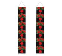 Bannière de porche de remise de diplôme YYHWHJDE Blooming Roses Imprimée Bannière décorative Panneau de porte, pour extérieur et intérieur, cour, fête, 30,5 x 180,3 cm