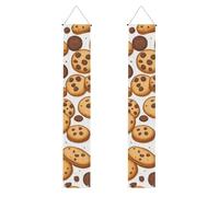 Bannière de porche de remise de diplôme YYHWHJDE Cookies Aliments Pépites de chocolat Biscuits Impression Décor Bannière de porte, pour extérieur et intérieur, cour, fête, 30,5 x 180,3 cm