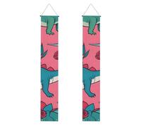 Bannière de porche de remise de diplôme YYHWHJDE Dinosaures Roses Impression Décoration Bannière Panneau de porte, pour extérieur et intérieur, cour, fête, 30,5 x 180,3 cm