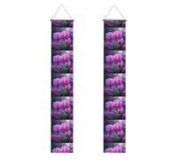 Bannière de porche de remise de diplôme YYHWHJDE Dreamy Tulipes violettes imprimées pour extérieur intérieur cour fête 30,5 x 180,3 cm