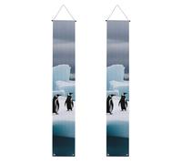 Bannière de porche de remise de diplôme YYHWHJDE Pingouins sur l'iceberg - Bannière décorative pour extérieur et intérieur - 30,5 x 180,3 cm
