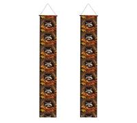 Bannière de porche de remise de diplôme YYHWHJDE Raccoon in The Fall Tree Hole Printing Decor Banner Door Sign, pour extérieur et intérieur, cour, fête, 30,5 x 180,3 cm