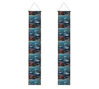 Bannière de porche de remise de diplôme YYHWHJDE Sharks under the sea Printing Decor Banner Door Sign, pour extérieur et intérieur, cour, fête, 30,5 x 180,3 cm