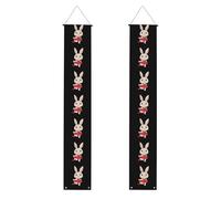 Bannière de porche de remise de diplôme YYHWHJDE The Bunny's Beautiful Red Dress Printing Decor Banner Door Sign, pour extérieur et intérieur, cour, fête, 30,5 x 180,3 cm