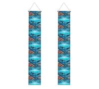 Bannière de porche de remise de diplôme YYHWHJDE Whales under the sea Printing Decor Banner Door Sign, pour extérieur et intérieur, cour, fête, 30,5 x 180,3 cm