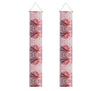 Bannière de porche double face avec plumes et fleurs - Décoration extérieure pour fête, panneau de jardin étanche pour réalisation importante - Célébration de la maison