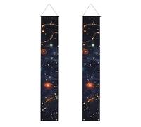 Bannière de porche en forme de carte de constellation d'étoiles pour porte d'entrée, drapeau de vacances saisonnières, panneau de porte, bannière de bienvenue pour intérieur et extérieur, décorations
