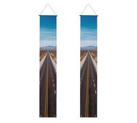 Bannière de porche « Freeway Highway Road In The Desert » à suspendre pour porte de bienvenue d'été, panneau de porche « Happy Birthday » pour fond photo, bannière de porte d'entrée pour fête de