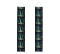 Bannière de porche imprimée de scène de nuit de la ville, décoration de fête, bannière de porche de bienvenue pour remise de diplôme