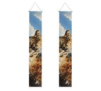 Bannière de porche imprimée léopard à la recherche d'une proie - Pour porte extérieure et intérieure