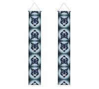 Bannière de porche imprimée tête de loup féroce - Décorations de fête polyvalentes, parfaite pour porte d'entrée, mur, terrasse, et plus encore