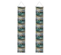 Bannière de porche imprimée « YYHHAOFA Buses on the side of the road » - Pour extérieur et intérieur - 30,5 x 180,3 cm