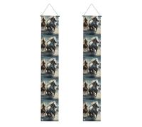 Bannière de porche imprimée « YYHHAOFA Horses running wild in the river » pour extérieur et intérieur 30,5 x 180,3 cm