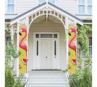Bannière de porche pour porte d'entrée, bannière de porte d'entrée, bannière de bienvenue au printemps, bannière de porte de bienvenue flamant rose et pastèque, drapeau à suspendre pour décoration de