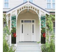 Bannière de porche pour porte d'entrée - Bannière de porte d'entrée - Bannière de porte d'entrée - Bannière de porte de bienvenue - Paysage coccinelle - Drapeau à suspendre pour l'extérieur - Panneau