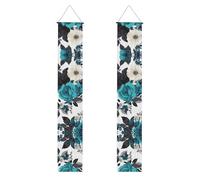 Bannière de porche pour remise de diplôme BROLEO noir, blanc, bleu sarcelle, gris, rose, imprimé fleurs, bannière décorative pour porte, pour extérieur et intérieur, cour, fête, 30,5 x 180,3 cm